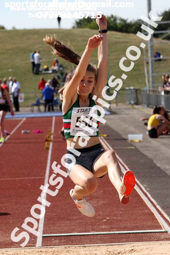 Womens under-17s long jump, 2018 Northern Under-17s/U-15s/U-13s Champs., Wavertree Athletics Centre, Liverpool. Photo: David T. Hewitson/Sports for All Pics
